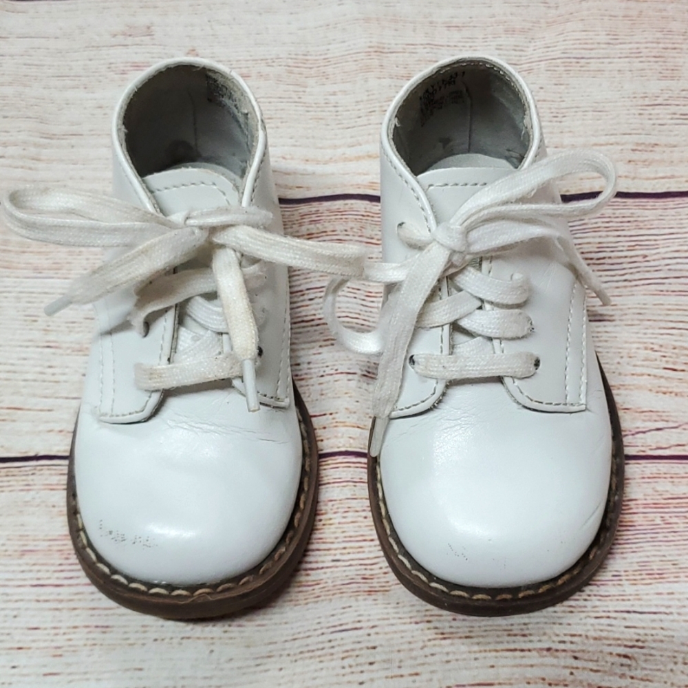 Footmates First Walkers White Leather GUC see images Size 3.5 Wide